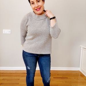 Loft Gray Mock Neck Sweater